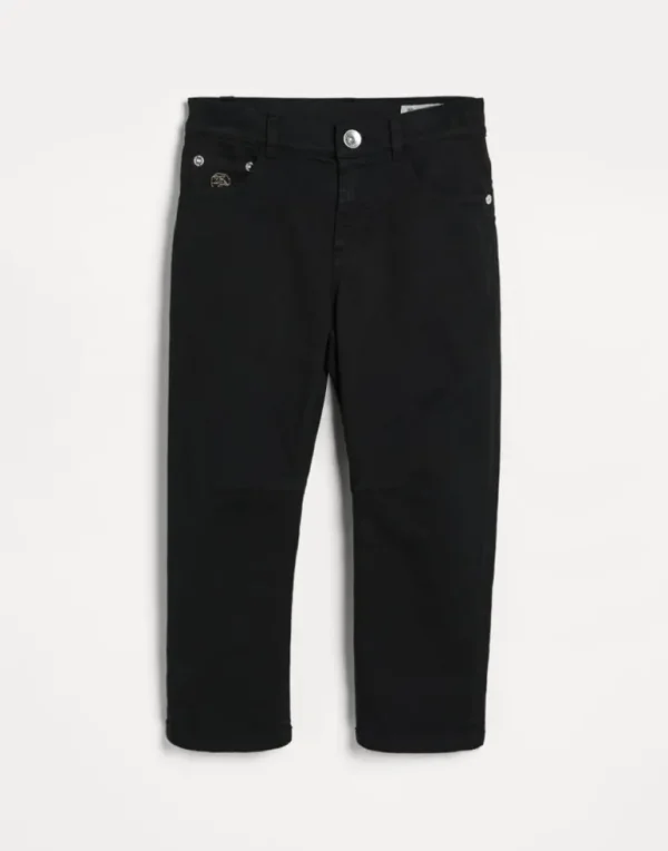 Dyed comfort lightweight denim five-pocket trousers