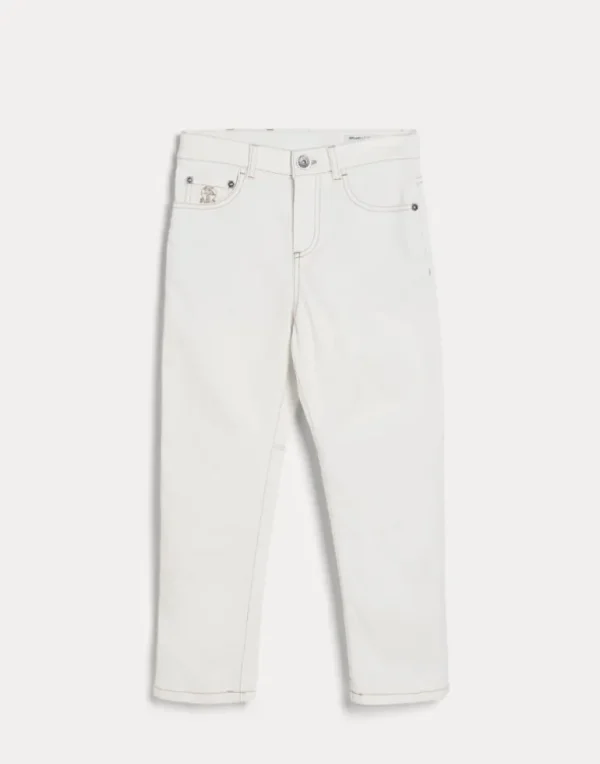 Dyed comfort lightweight denim trousers with contrast stitching