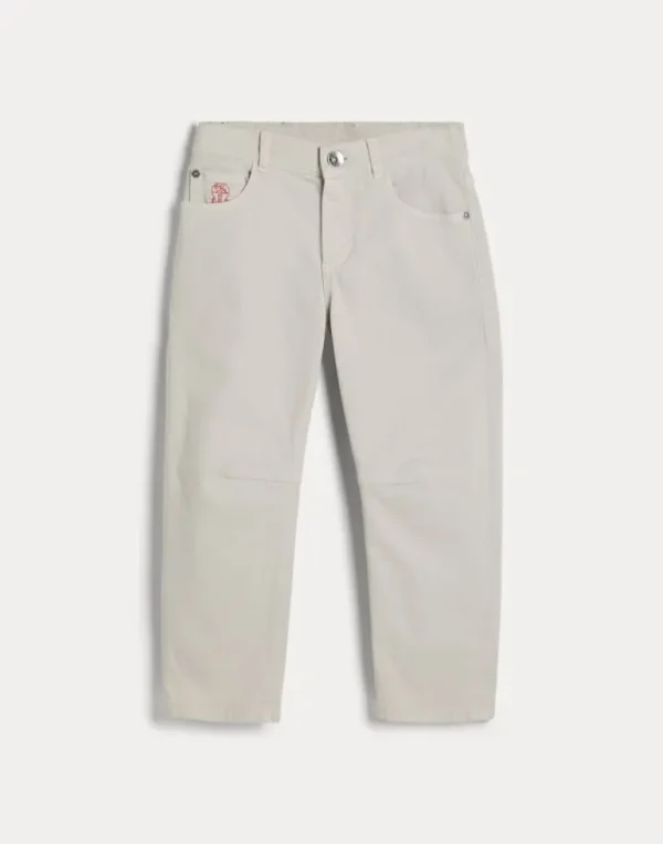 Dyed comfort lightweight denim five-pocket trousers