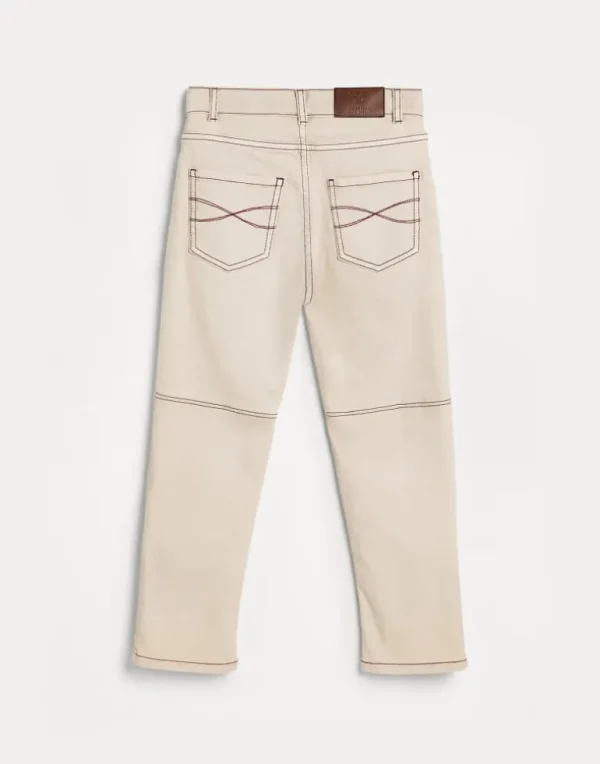 Dyed comfort lightweight denim trousers with contrast stitching