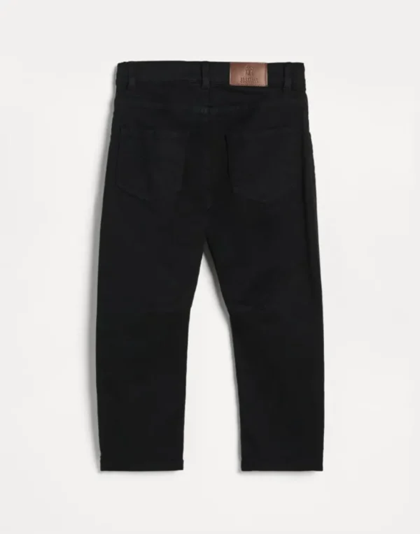 Dyed comfort lightweight denim five-pocket trousers