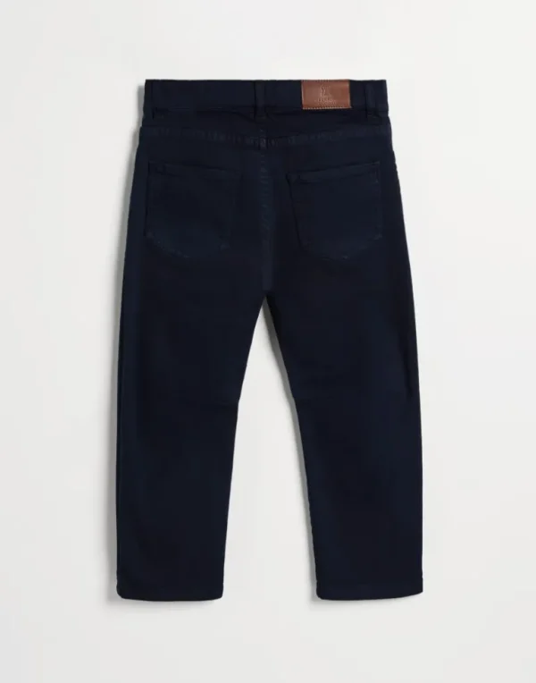 Dyed comfort lightweight denim five-pocket trousers