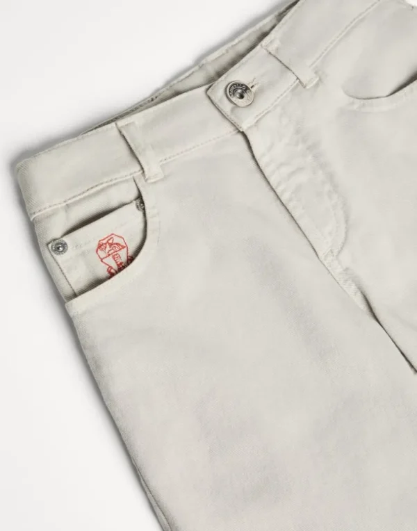 Dyed comfort lightweight denim five-pocket trousers