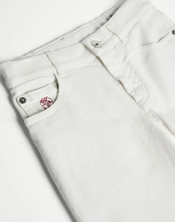 Dyed comfort lightweight denim five-pocket trousers