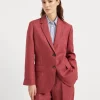 Dyed hemp and linen gabardine blazer with monili