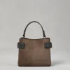 Essence small top-handle bag in suede with precious bands