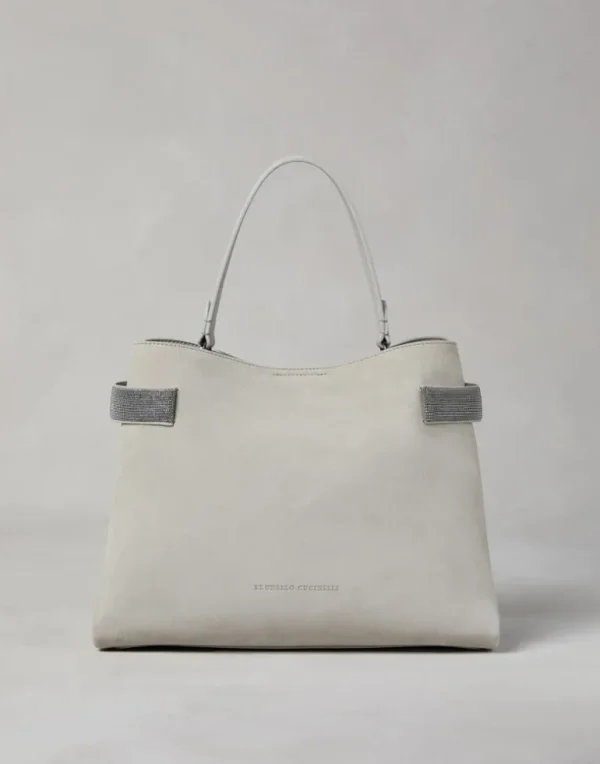 Essence top-handle bag in suede with precious bands