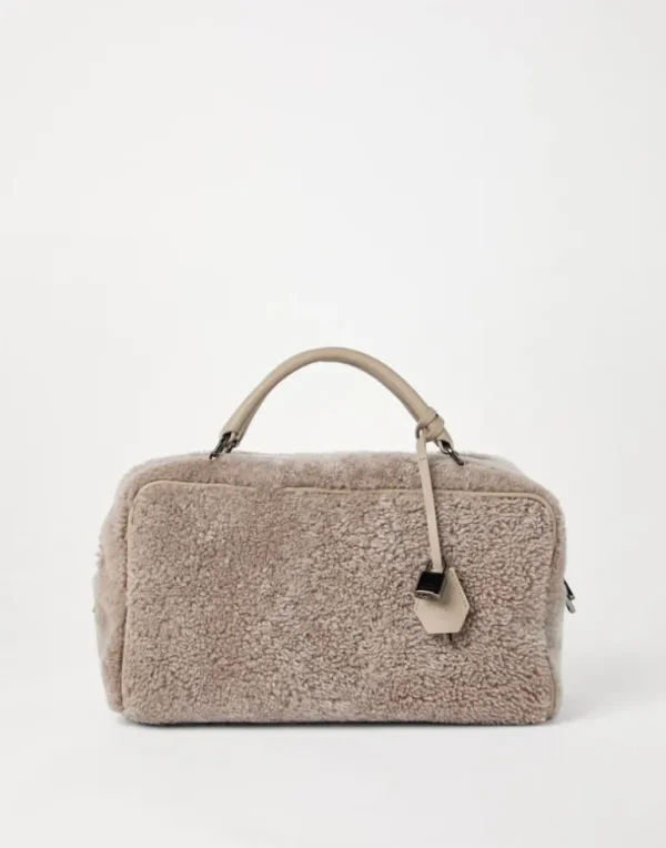 Explorer boston bag in curly shearling