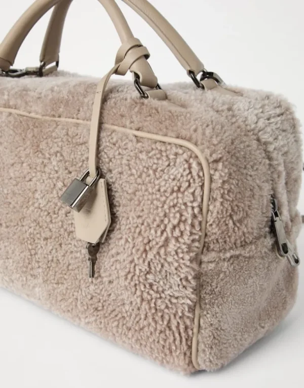 Explorer boston bag in curly shearling