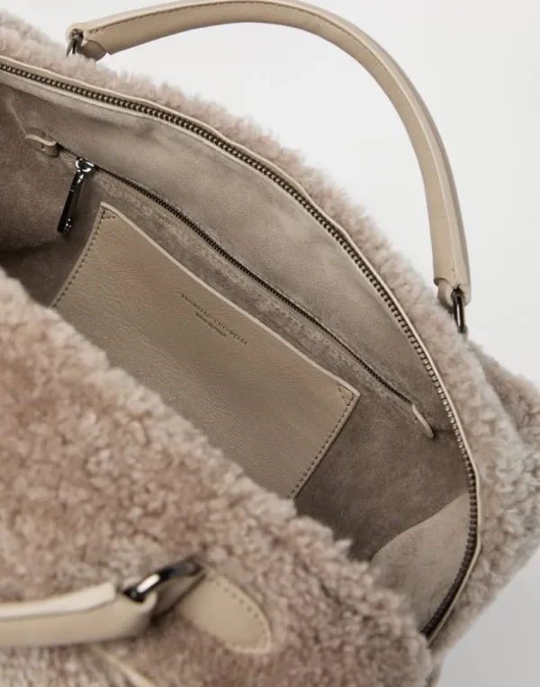 Explorer boston bag in curly shearling