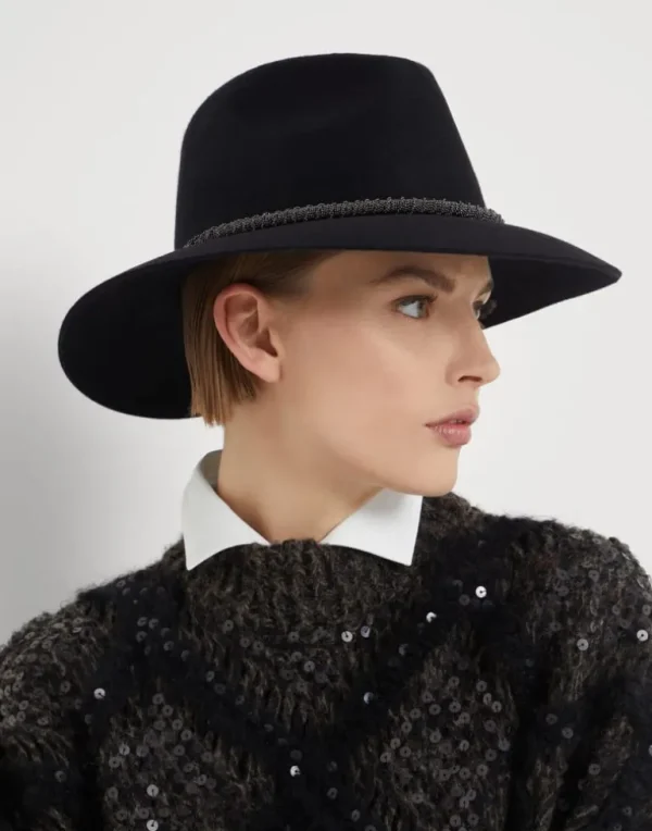 Felt fedora with precious braided band