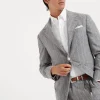 Flecked silk, wool and cashmere chalk stripe flannel deconstructed Cavallo blazer