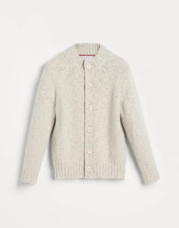 Flecked soft virgin wool and cashmere cardigan