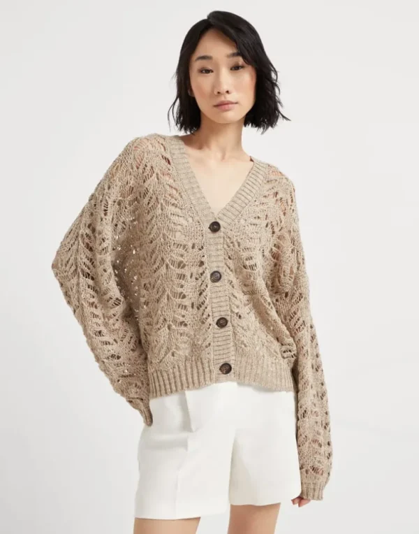 Foliage lace cardigan in linen and silk Diamond yarn