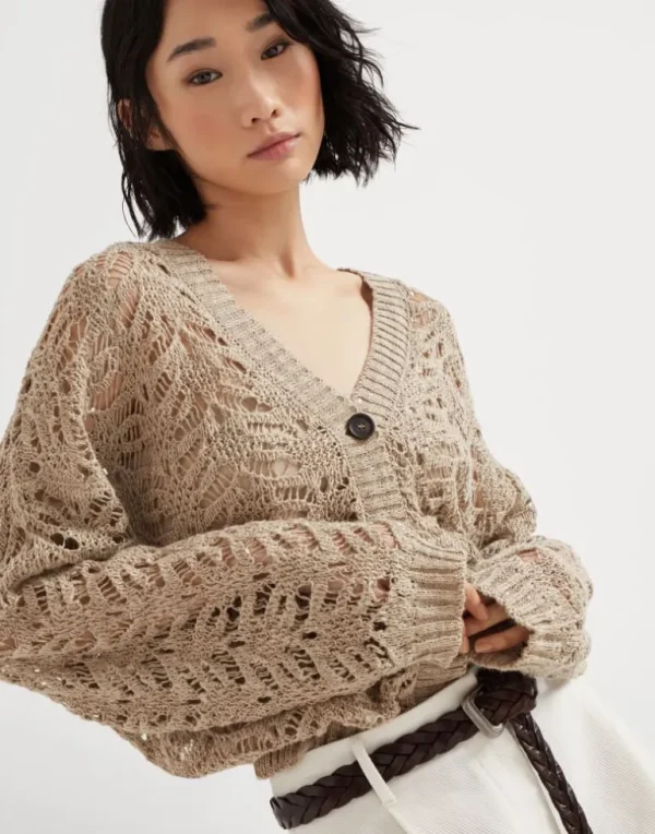 Foliage lace cardigan in linen and silk Diamond yarn