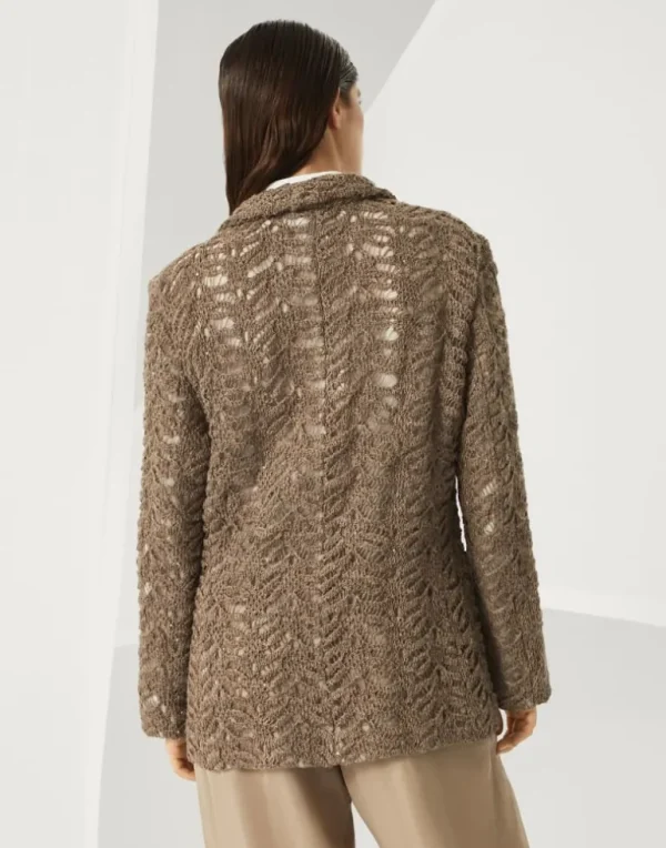 Foliage lace knit blazer in linen and silk Diamond yarn