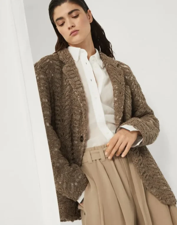 Foliage lace knit blazer in linen and silk Diamond yarn