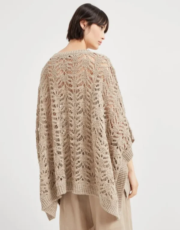 Foliage lace knit poncho in linen and silk Diamond yarn