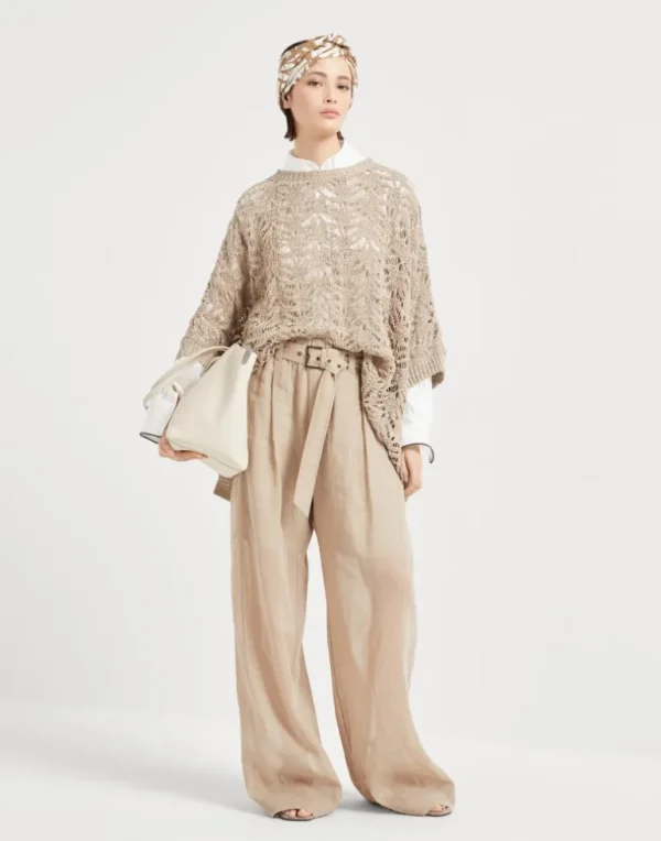 Foliage lace knit poncho in linen and silk Diamond yarn