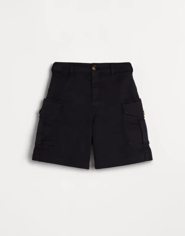 Garment-dyed Bermuda shorts in American Pima cotton comfort gabardine with cargo pockets