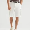 Garment-dyed Bermuda shorts in twisted cotton gabardine with cargo pockets