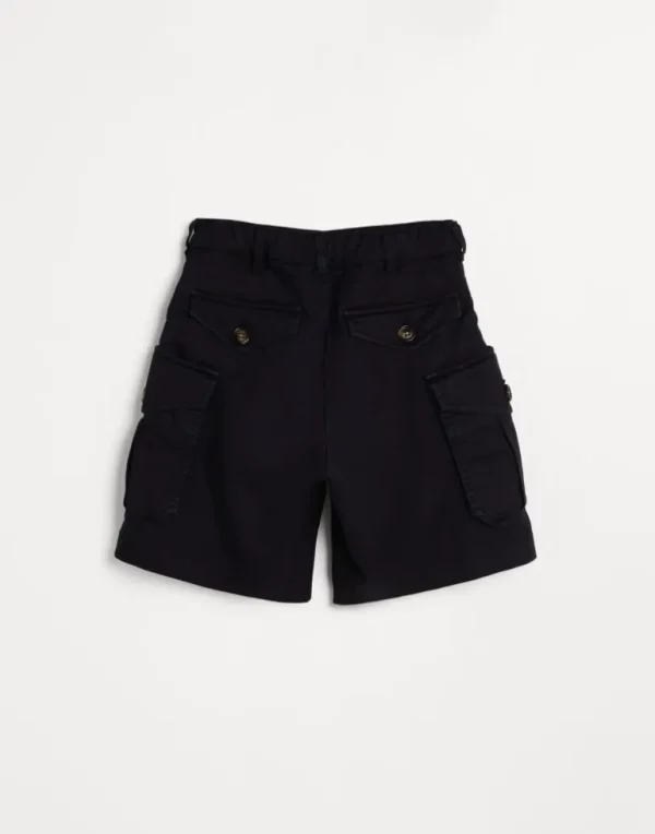 Garment-dyed Bermuda shorts in American Pima cotton comfort gabardine with cargo pockets