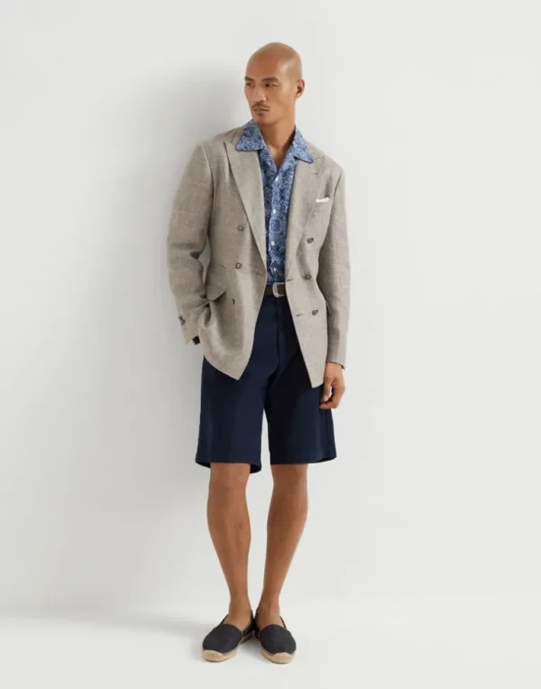 Garment-dyed Bermuda shorts in twisted cotton gabardine