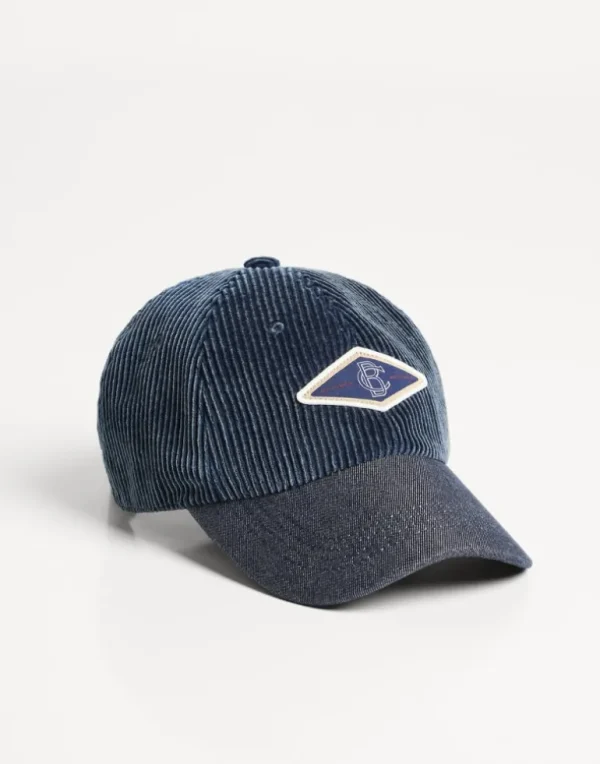 Garment-dyed corduroy baseball cap with patch