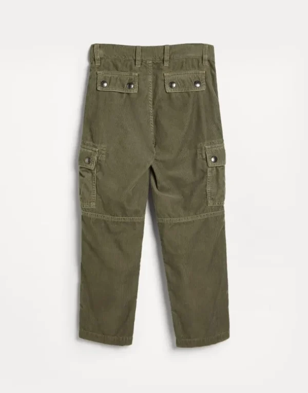 Garment-dyed cotton narrow wale corduroy trousers with cargo pockets