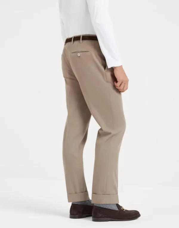 Garment-dyed Italian fit trousers in twisted cotton gabardine