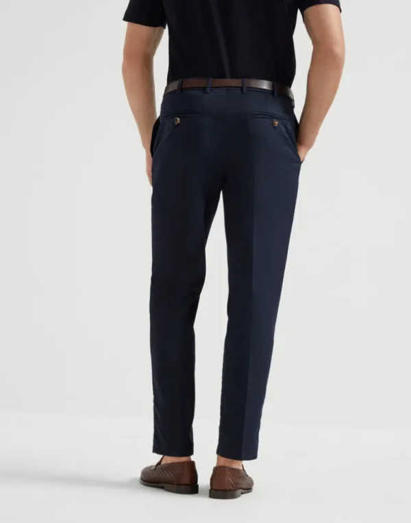 Garment-dyed Italian fit trousers in American Pima comfort cotton gabardine