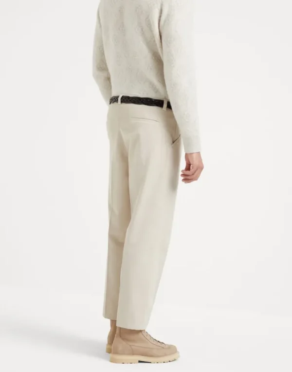 Garment-dyed leisure fit trousers in twisted cotton gabardine