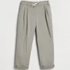 Garment-dyed trousers in American Pima cotton comfort gabardine with drawstring and double pleats