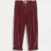 Garment-dyed trousers in cotton corduroy with drawstring and double pleats