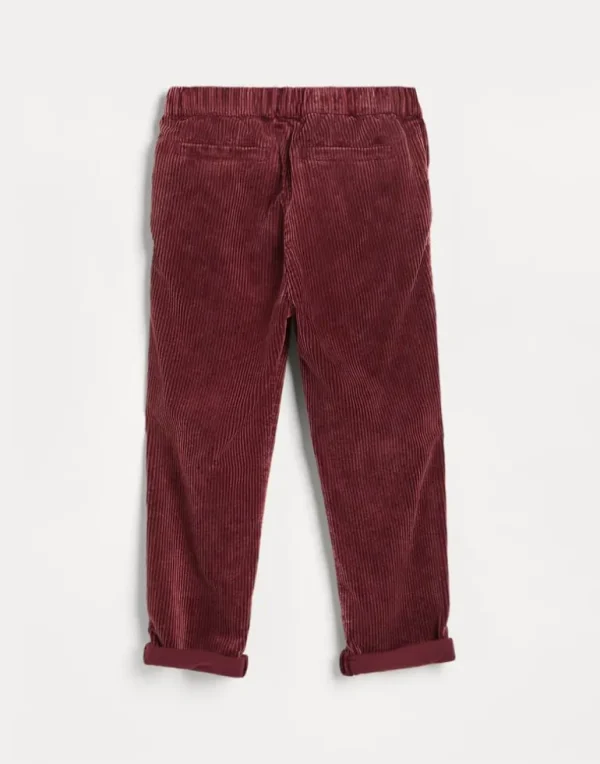 Garment-dyed trousers in cotton corduroy with drawstring and double pleats