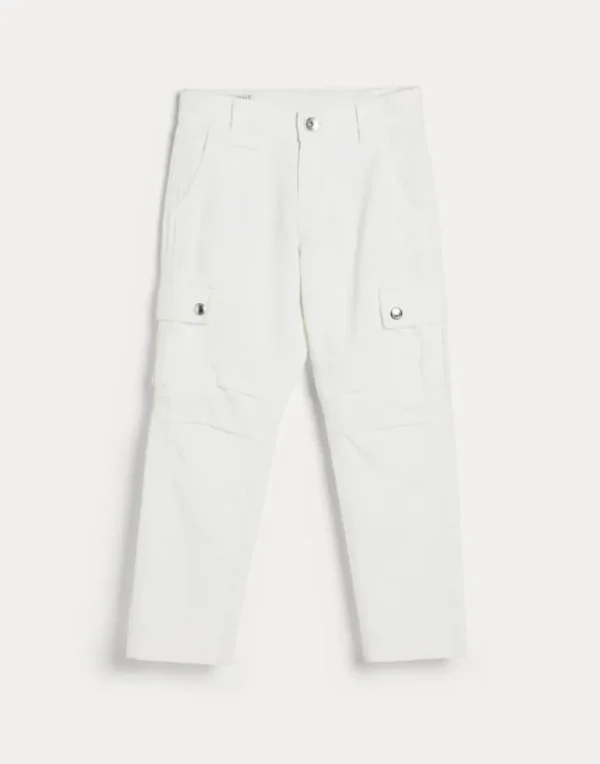 Garment-dyed trousers in twisted cotton gabardine with cargo pockets