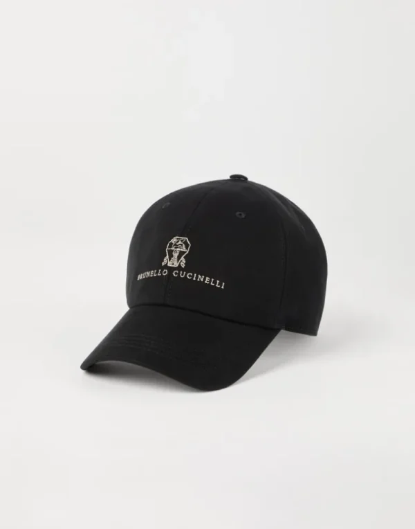 Garment-dyed twisted cotton gabardine baseball cap with embroidered logo