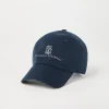 Garment-dyed twisted cotton gabardine baseball cap with embroidered logo