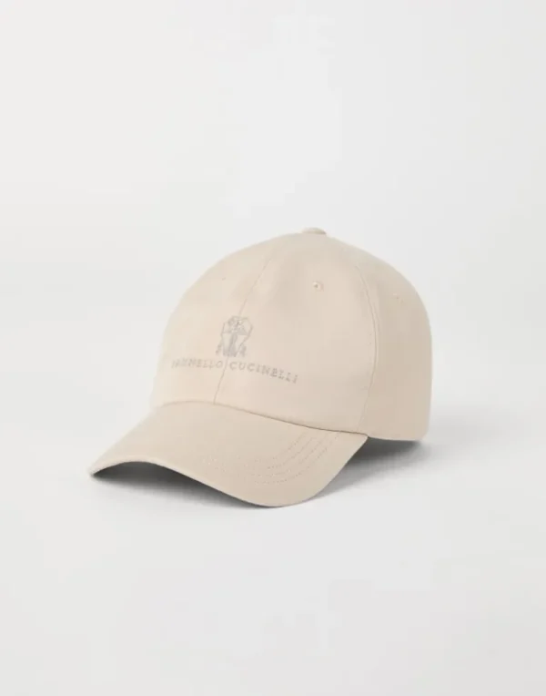 Garment-dyed twisted cotton gabardine baseball cap with embroidered logo