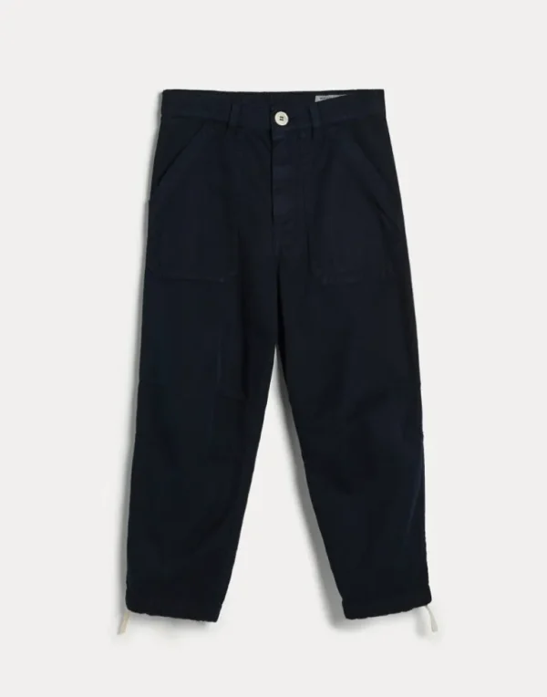 Garment-dyed twisted cotton gabardine utility trousers