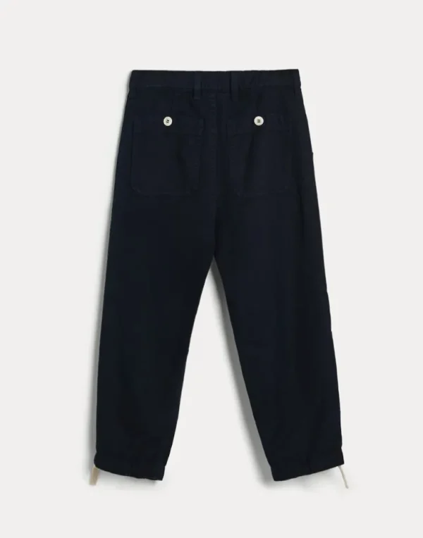 Garment-dyed twisted cotton gabardine utility trousers