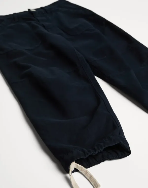 Garment-dyed twisted cotton gabardine utility trousers