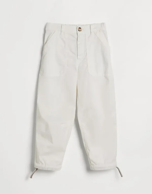 Garment-dyed utility trousers in American Pima cotton comfort gabardine