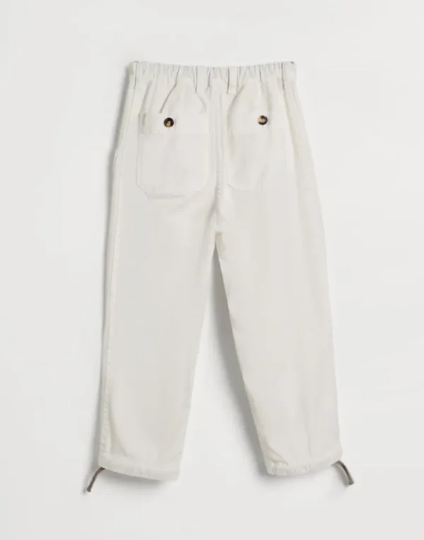 Garment-dyed utility trousers in American Pima cotton comfort gabardine