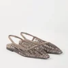 Glistening abstract embroidery slingback flats in suede