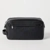 Grained calfskin beauty case with double zipper