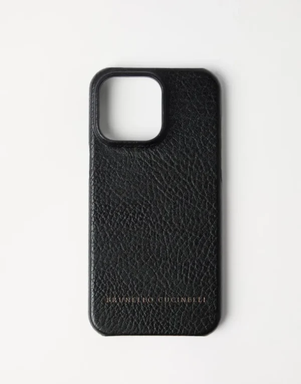 Grained calfskin cover for iPhone 15 Pro Max