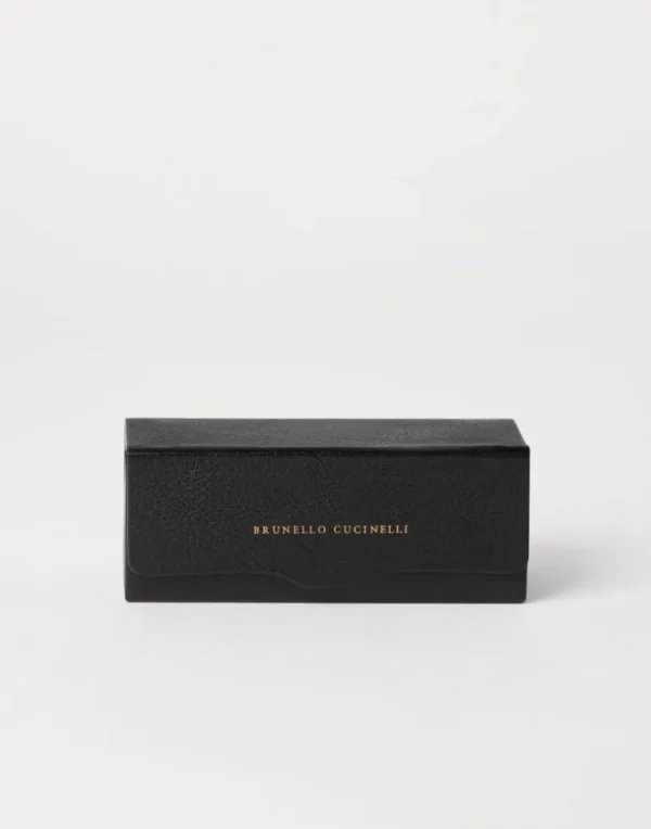 Grained calfskin glasses case