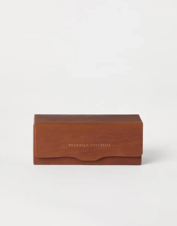 Grained calfskin glasses case