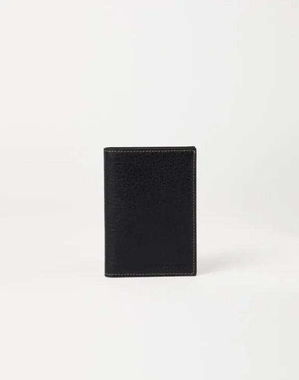 Grained calfskin passport holder